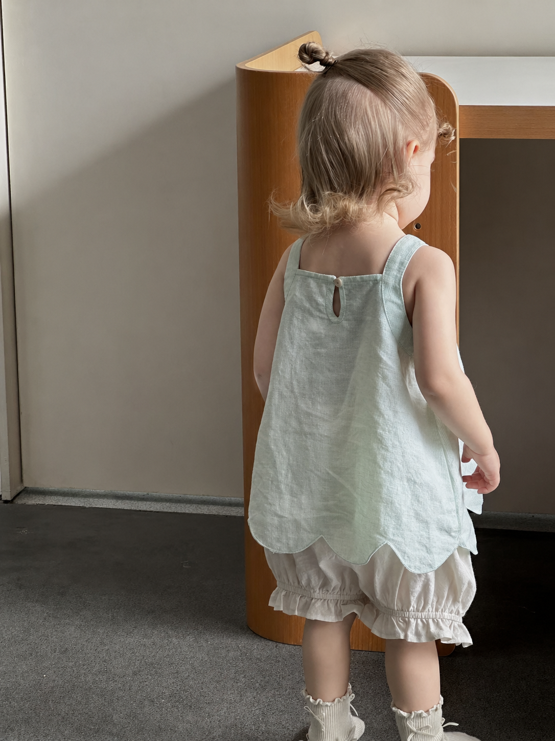 Girls elegant party dress side view