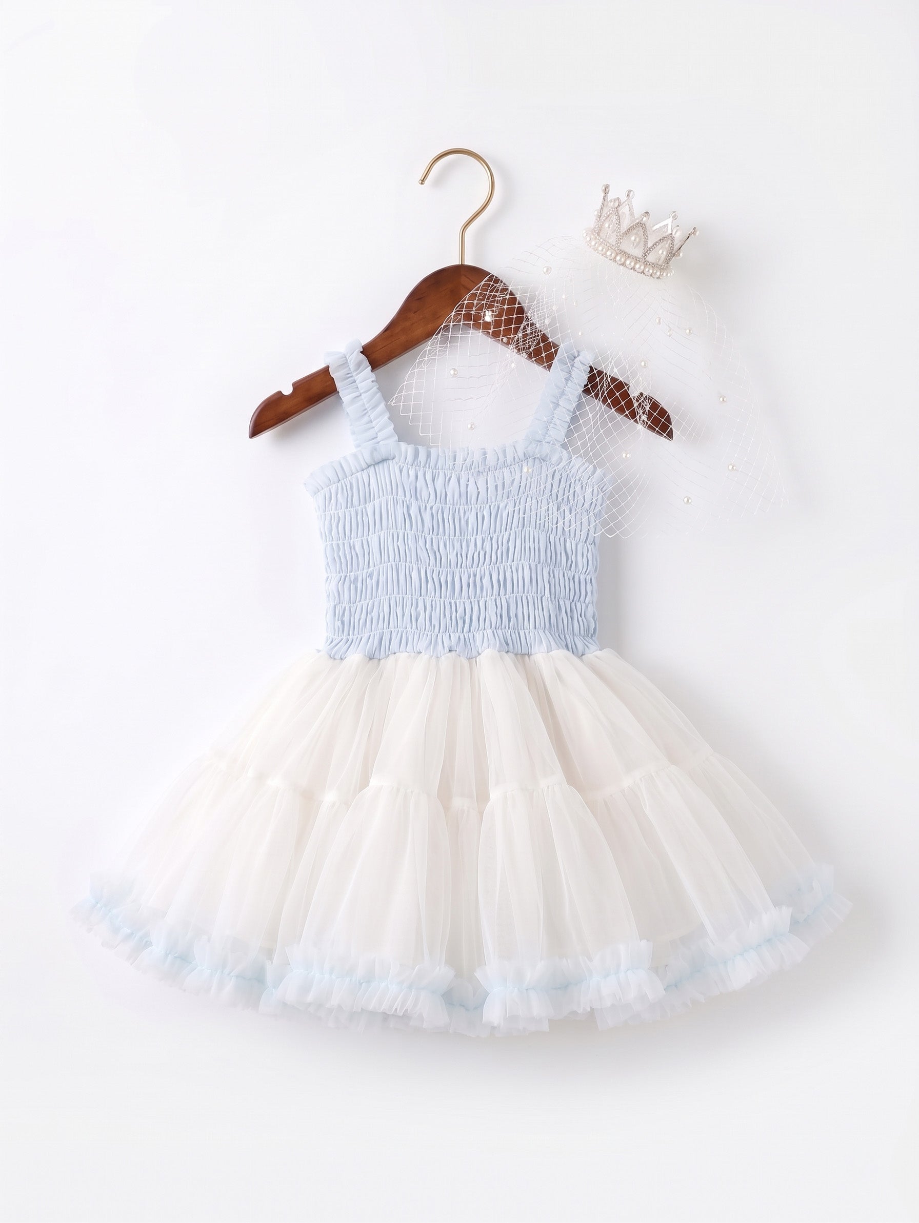Girls butterfly embellished tulle dress front view