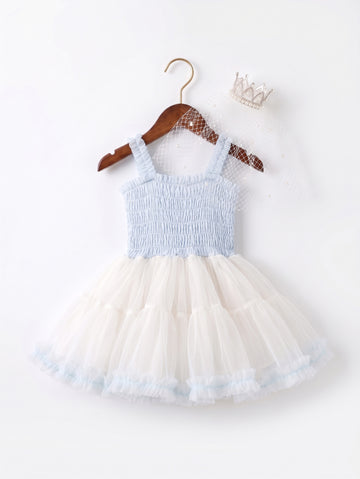 Girls butterfly embellished tulle dress front view