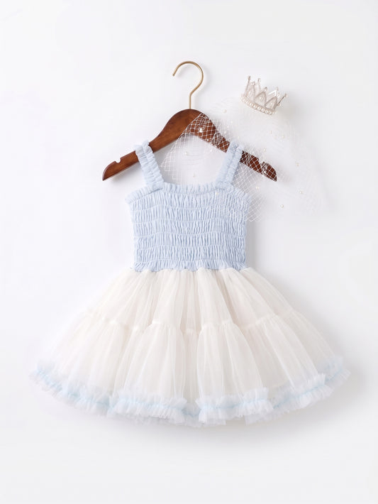 Girls butterfly embellished tulle dress front view
