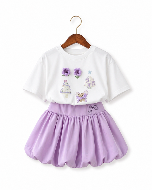 Pink girls butterfly tulle party dress front view