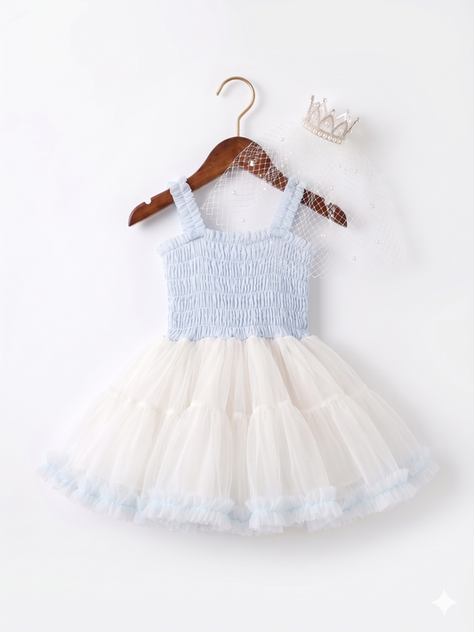 Girls butterfly tulle dress detail view